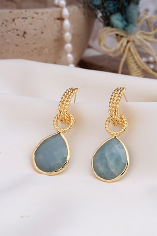 Boucles d’oreilles dorées à l'or fin jaune - Amazonites 