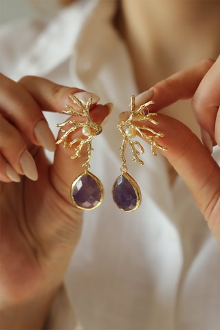 Orecchini - Ametiste e perle coltivate