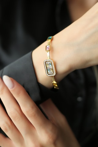 Bracciale - Placcato oro giallo e zirconi