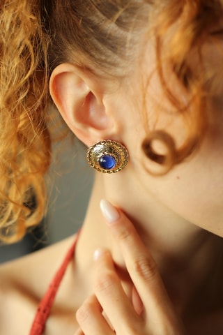 Puces - Plaqué or jaune et œils-de-chat