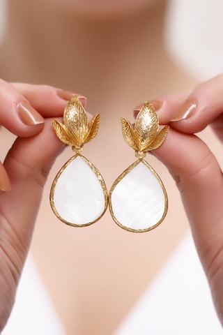 Orecchini - Bronzo laminato oro fino giallo e madreperla