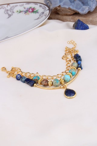 Bracciale multifilo - Placcato oro giallo e lapislazzuli