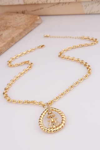 Collier - Plaqué or jaune et zircons