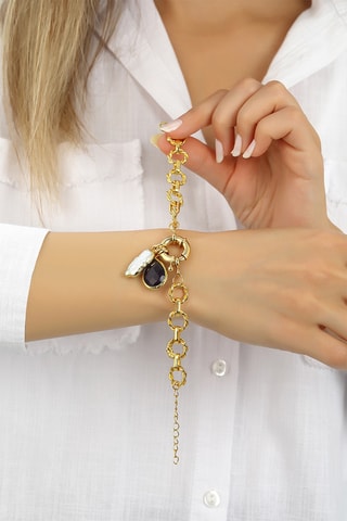 Bracciale - Bronzo, perle coltivata e occhio di gatto