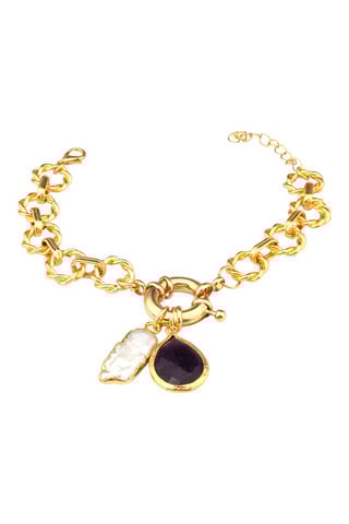 Bracciale - Bronzo, perle coltivata e occhio di gatto