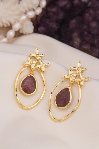 Orecchini - Placcato oro giallo e quarzo 