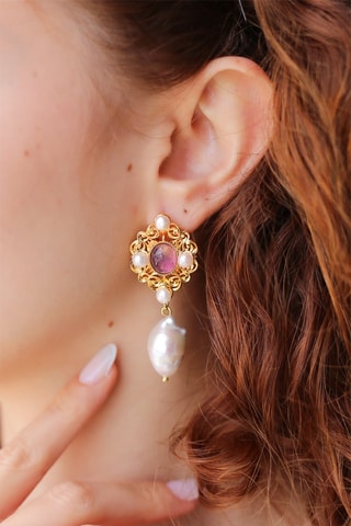 Orecchini - Ametiste e perle coltivate