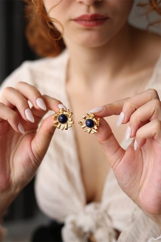 Orecchini laminato oro fino giallo - Onice