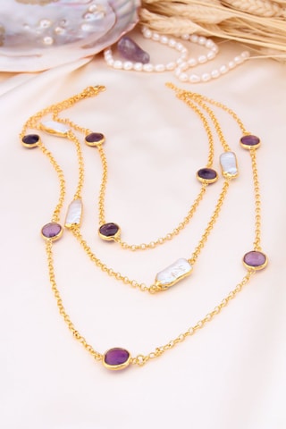 Collana Ametista e perla coltivata 