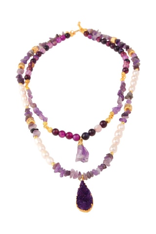 Collana Ametista e perla coltivata