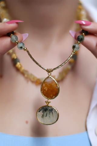 Collana Prehniti e citrini