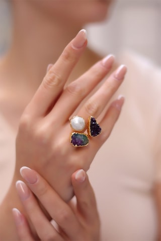 Anello - Ametiste e perla coltivata