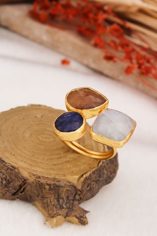 Anello - Pietra di luna e ametista