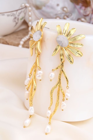 Orecchini - Pietre di luna e perle coltivate