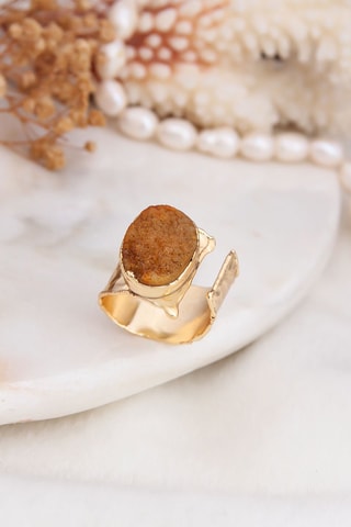 Anello - Placcato oro giallo e citrino