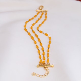 Bracciale - Ottone placcato oro e pietre naturali gialle