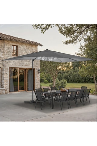 Guarda-sol descentrado retangular LED com base Sombra - 12 m²