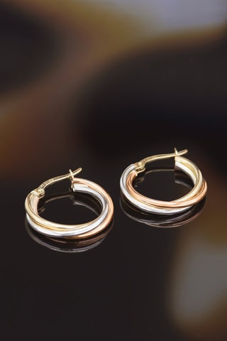 Orecchini a cerchio Tiges arrondies - Oro giallo, oro bianco e oro rosa