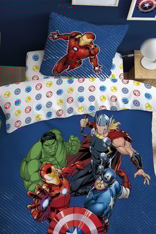 Parure copripiumino in cotone 115 fili/cm² Avengers Home Team - Blu