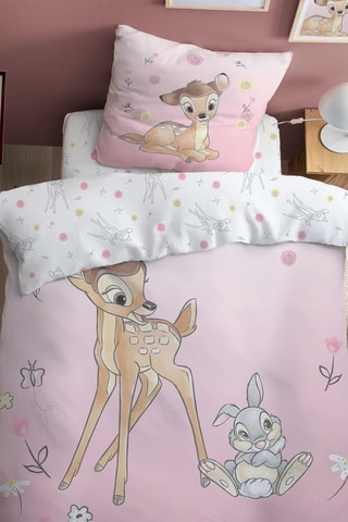 Parure copripiumino Bambi & Tamburino Disney - Rosa e bianco 
