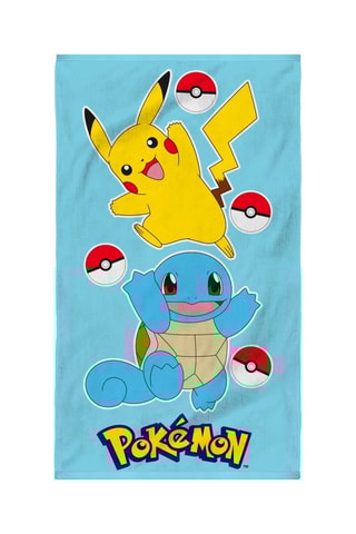 Telo mare Pikachu e Carapuce Pokémon - Blu e giallo - 70 x 120 cm