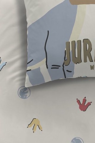 Parure copripiumino in cotone Jurassic World  - Celeste e bianco