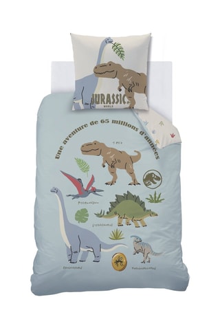 Parure copripiumino in cotone Jurassic World  - Celeste e bianco
