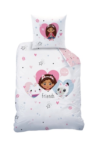 Parure copripiumino in cotone La casa delle bambole di Gabby  - Bianco e rosa