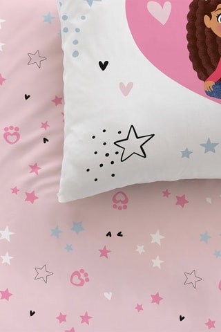 Parure copripiumino in cotone La casa delle bambole di Gabby  - Bianco e rosa