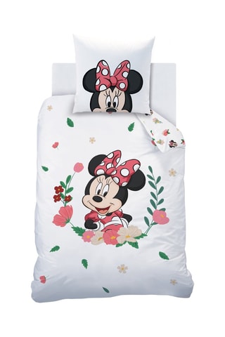 Parure copripiumino in cotone Minnie Disney - Bianco e rosa