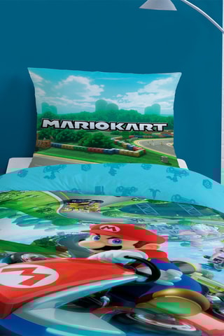 Parure copripiumino Mario Kart - Blu e verde