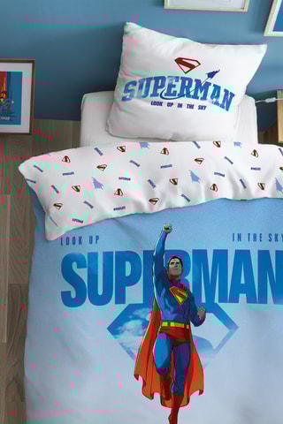 Parure copripiumino double face Superman  - Blu e bianco