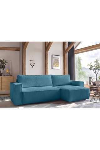 Canapé d'angle réversible convertible Nihad - Bleu canard