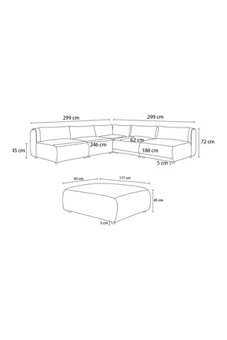 Canapé d'angle modulable et pouf Jeanne - Beige - 6 places - En tissu texturé