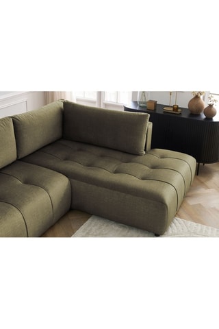 Canapé d'angle gauche panoramique convertible Arsene - Vert - Couchage 135 x 325 cm