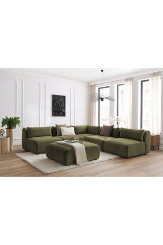 Canapé d'angle modulable et pouf Jeanne - Vert