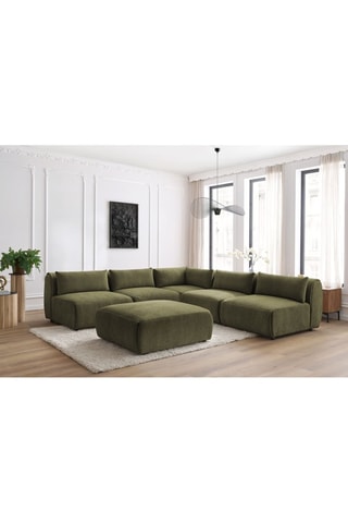 Canapé d'angle modulable et pouf Jeanne - Vert