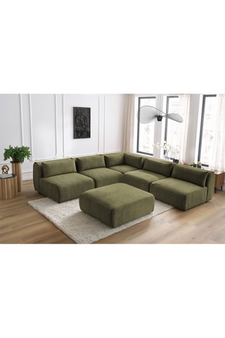 Canapé d'angle modulable et pouf Jeanne - Vert
