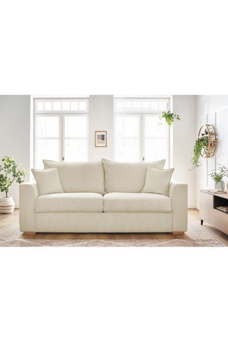 Canapé convertible Augustin - Beige -  3 places - En tissu velours côtelé