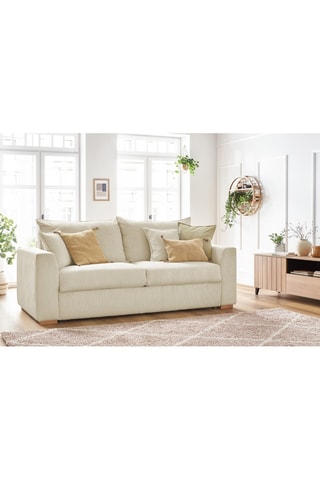 Canapé convertible Augustin - Beige -  3 places - En tissu velours côtelé