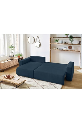 Canapé d'angle réversible convertible et pouf Envy - Bleu canard - Couchage 231 x 130 cm