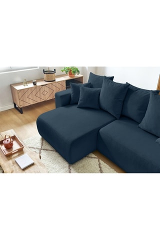 Canapé d'angle réversible convertible et pouf Envy - Bleu canard - Couchage 231 x 130 cm