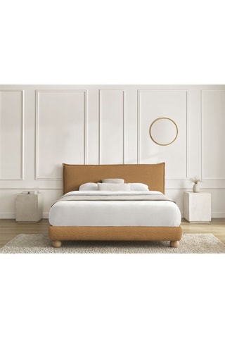 Lit avec sommier en bois massif Imeri - Tissu bouclette