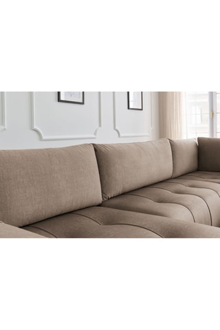 Canapé d'angle gauche panoramique convertible Arsene - Taupe - Couchage 135 x 325 cm