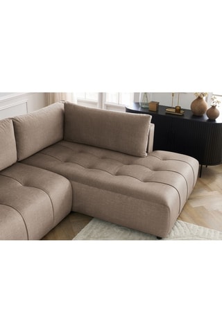 Canapé d'angle gauche panoramique convertible Arsene - Taupe - Couchage 135 x 325 cm