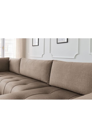 Canapé d'angle droit panoramique convertible Arsene - Taupe - Couchage 135 x 325 cm