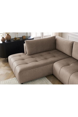 Canapé d'angle droit panoramique convertible Arsene - Taupe - Couchage 135 x 325 cm