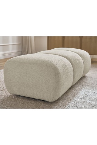 Pouf Pamira - Beige - En tissu bouclette