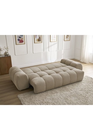 Canapé convertible Everest - Beige - 3 places - En tissu velours texturé