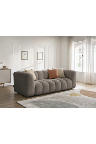 Canapé Talia - Marron - 3 places - En tissu bouclette